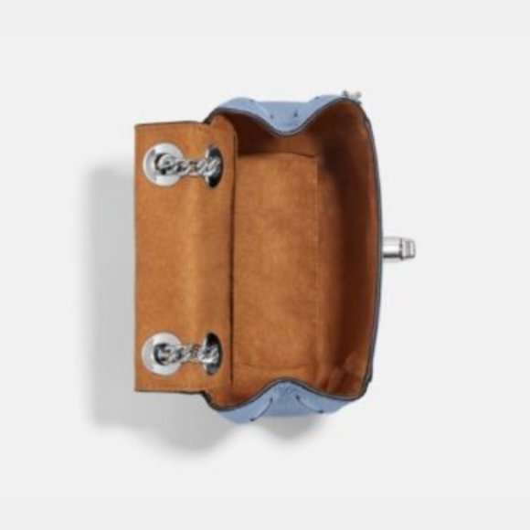 Coach Convertible Pebble Leather Mini Backpack Crossbody Silver/Blue NWT - Picture 4 of 10